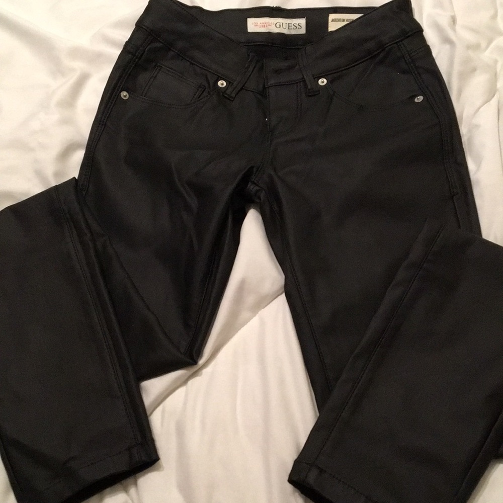 Guess fauk leather black skinny pants size 24